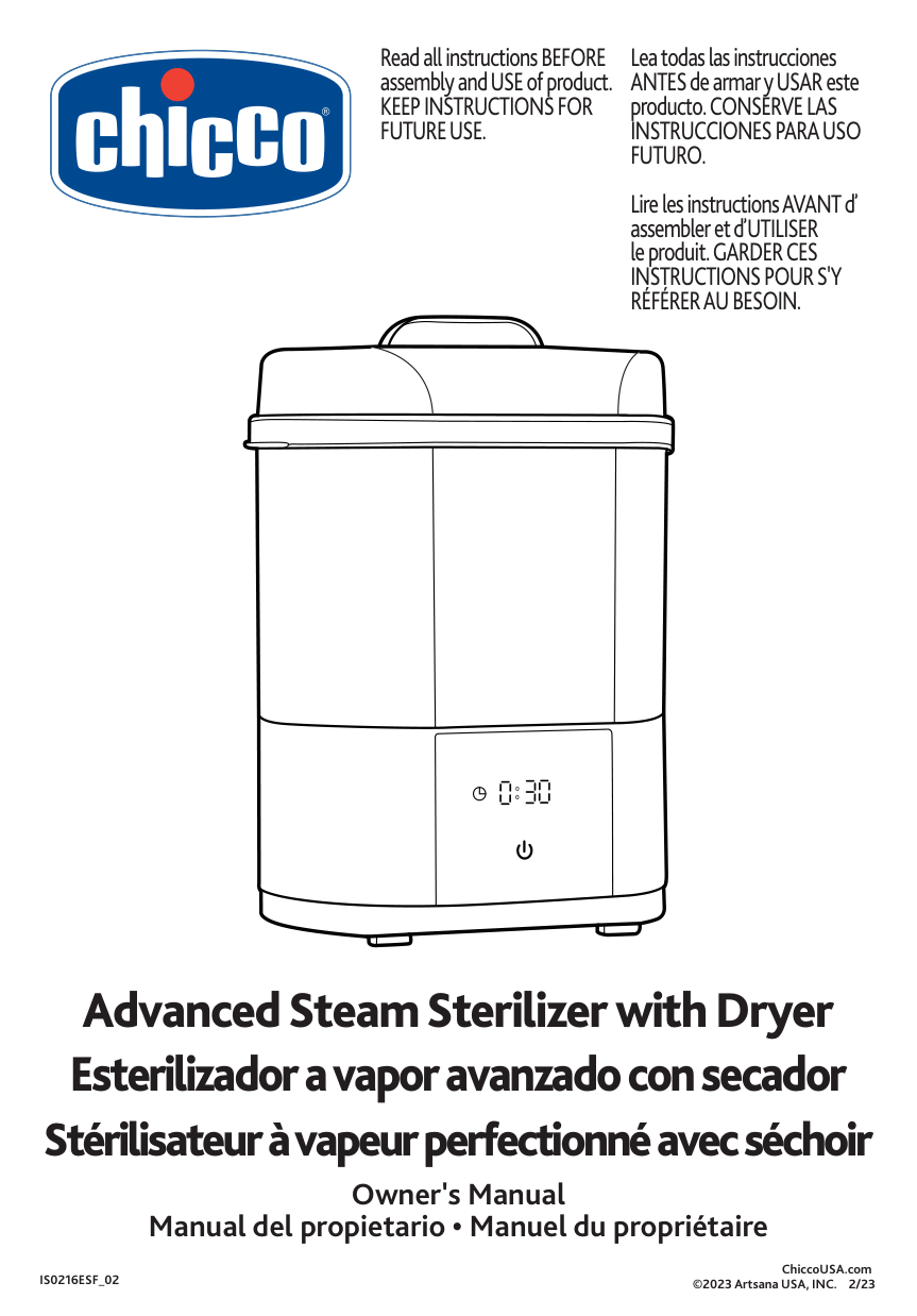 Chicco 00007392100070 Advanced Steam Sterilizer With Dryer