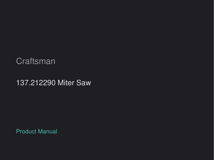 Craftsman 137.212290 Miter Saw manual
