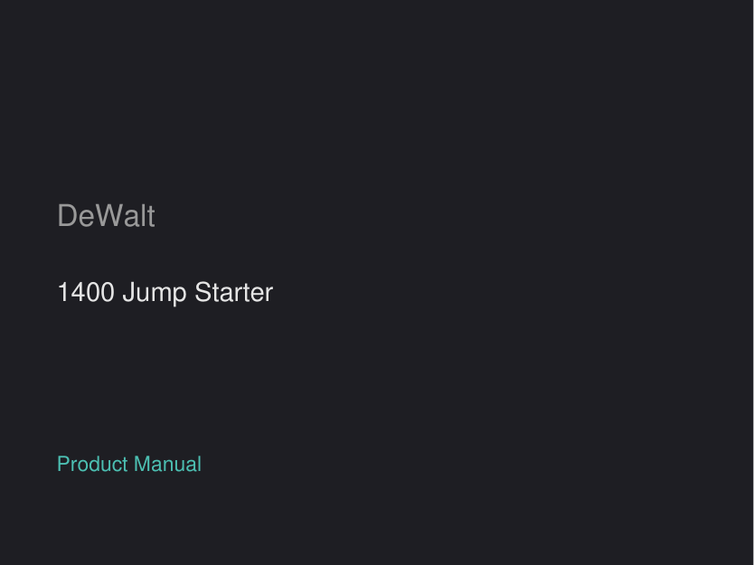 DeWalt 1400 Jump Starter manual
