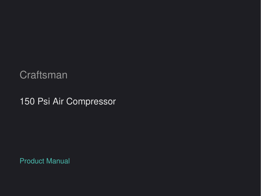 Craftsman 150 Psi Air Compressor manual