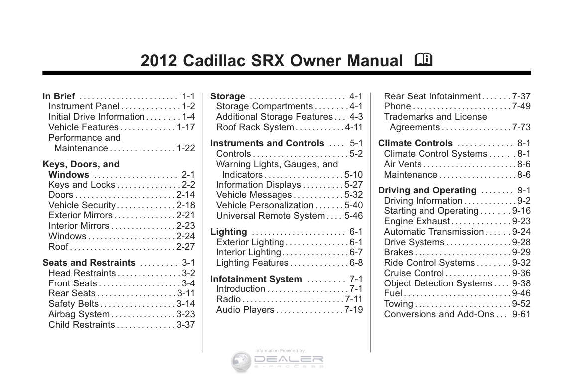 Cadillac 2012 SRX Crossover SUV