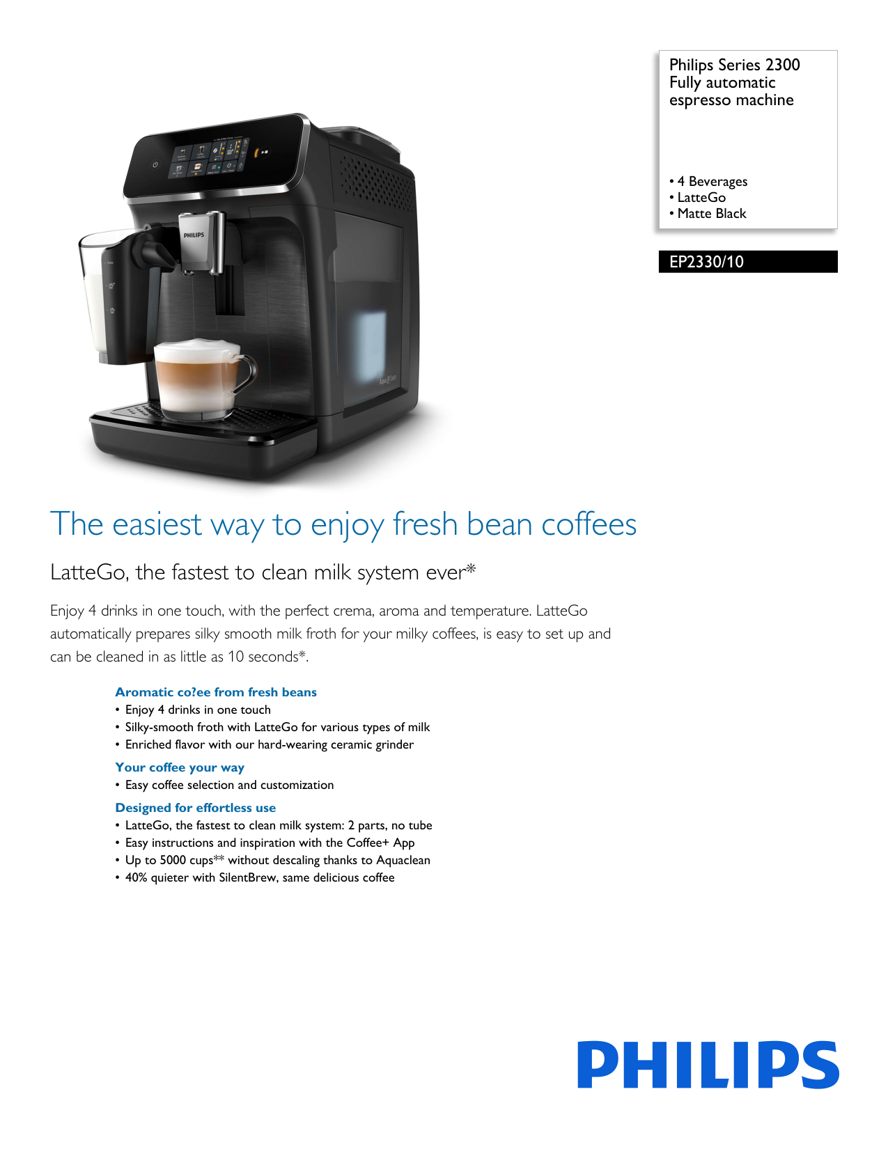 Philips 2300 Series Fully Automatic Espresso Machine