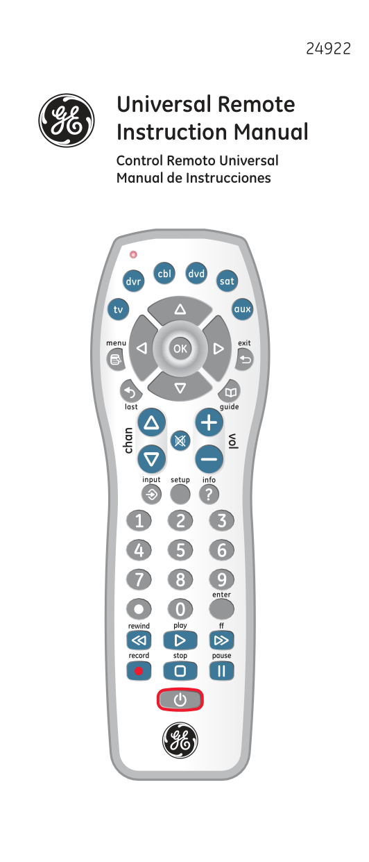 GE 24922 Universal Remote manual