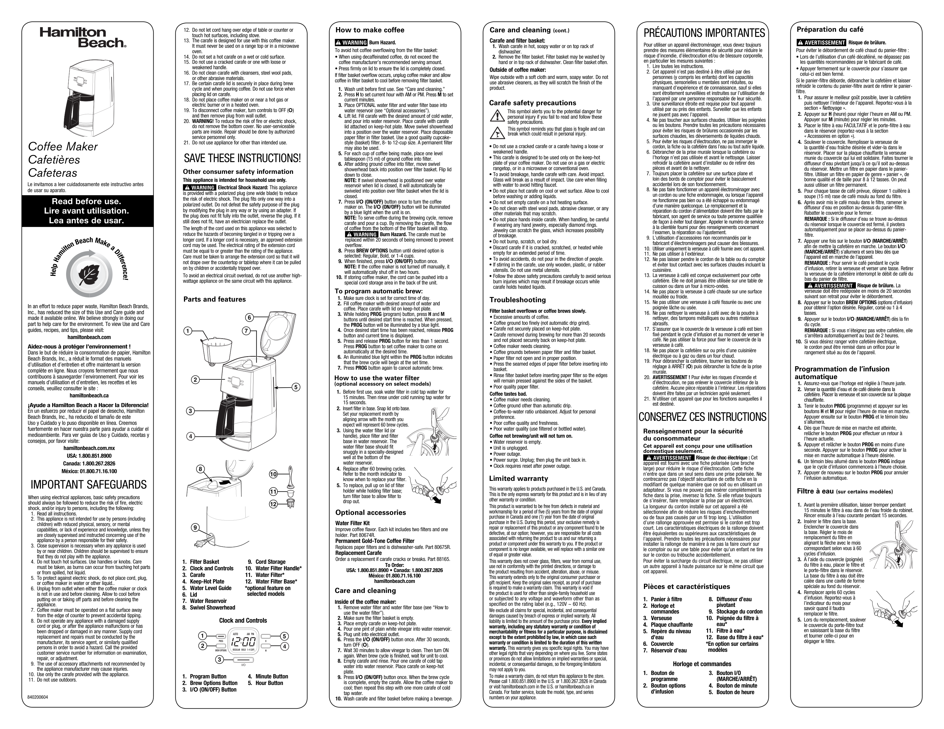 Hamilton Beach 12-Cup 43254R Coffee Maker manual