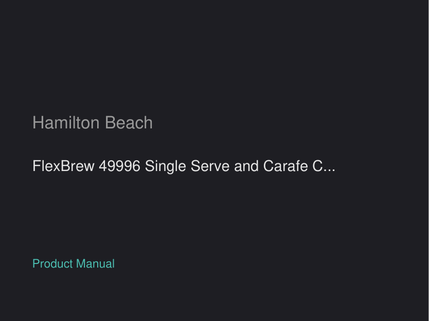 Hamilton Beach FlexBrew 49996 Single Serve and Carafe Coffee Maker