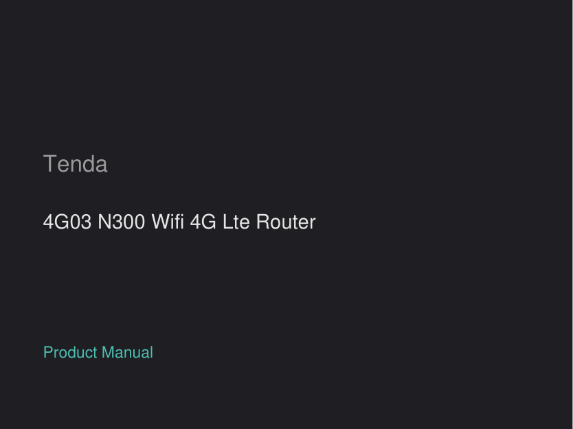 Tenda 4G03 N300 Wifi 4G Lte Router manual