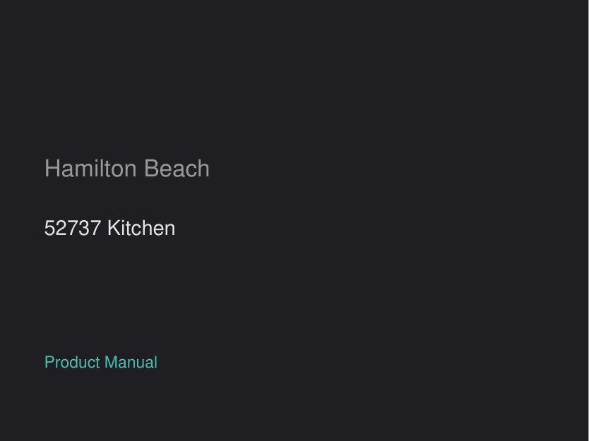 Hamilton Beach 52737 Kitchen manual