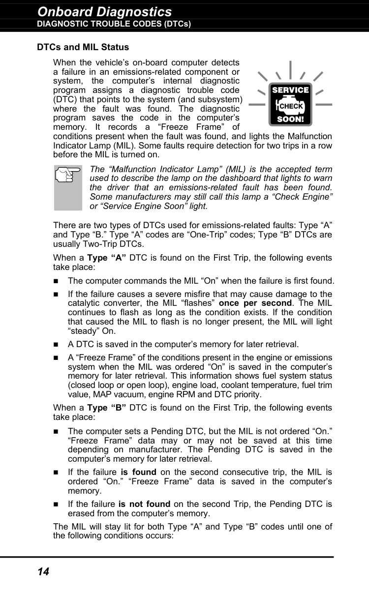 Manual page 16 — Innova error MIL Flashing once per second