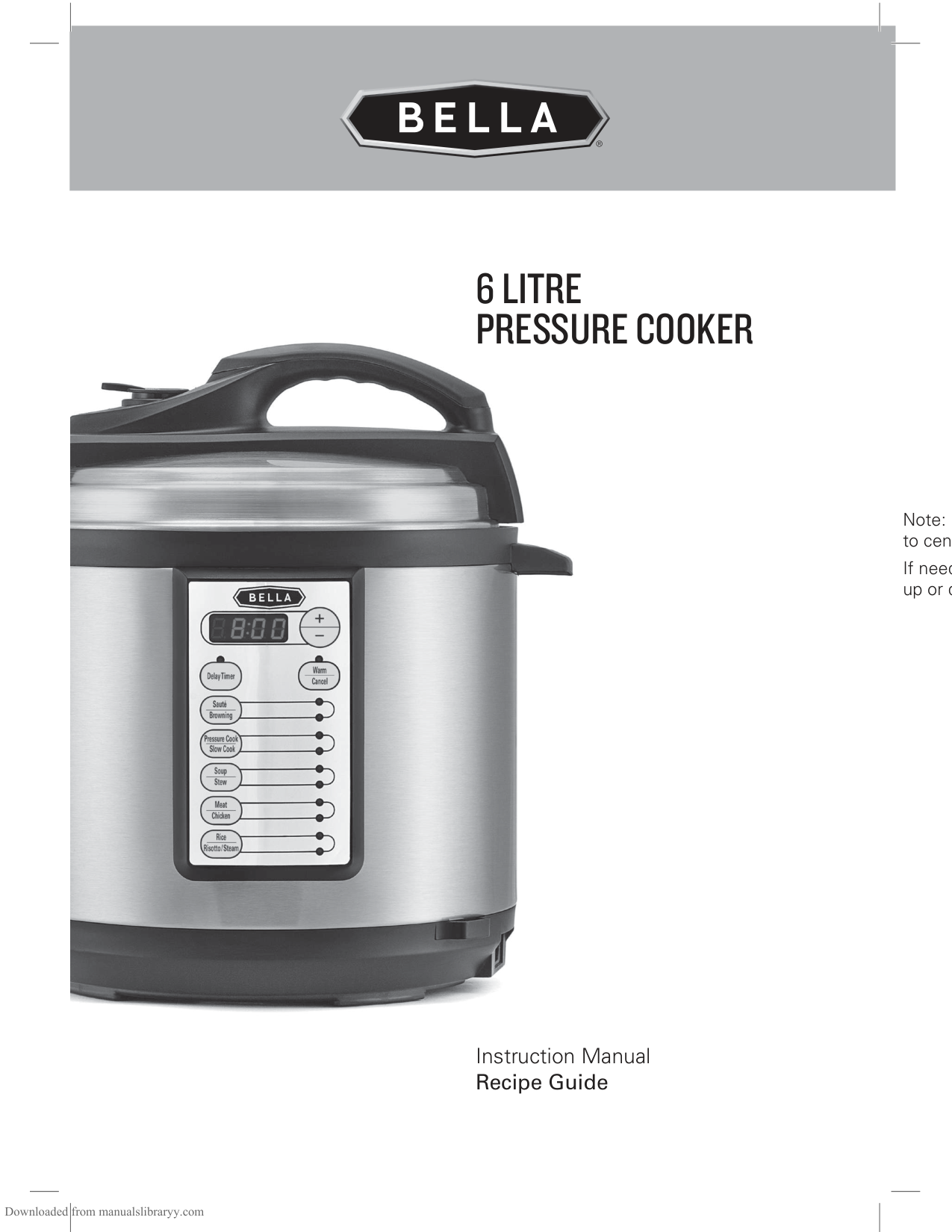 Bella 6 Litre Pressure Cooker