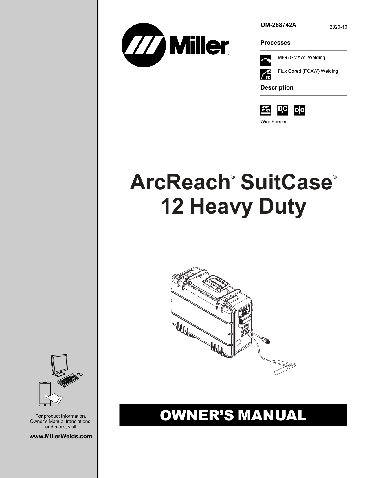 Miller ArcReach Suitcase 12 Welder manual