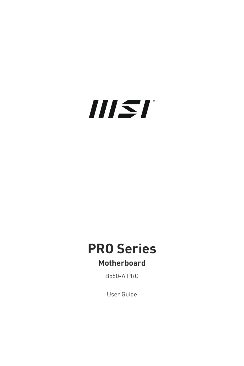 Msi B550-A Pro Motherboard manual