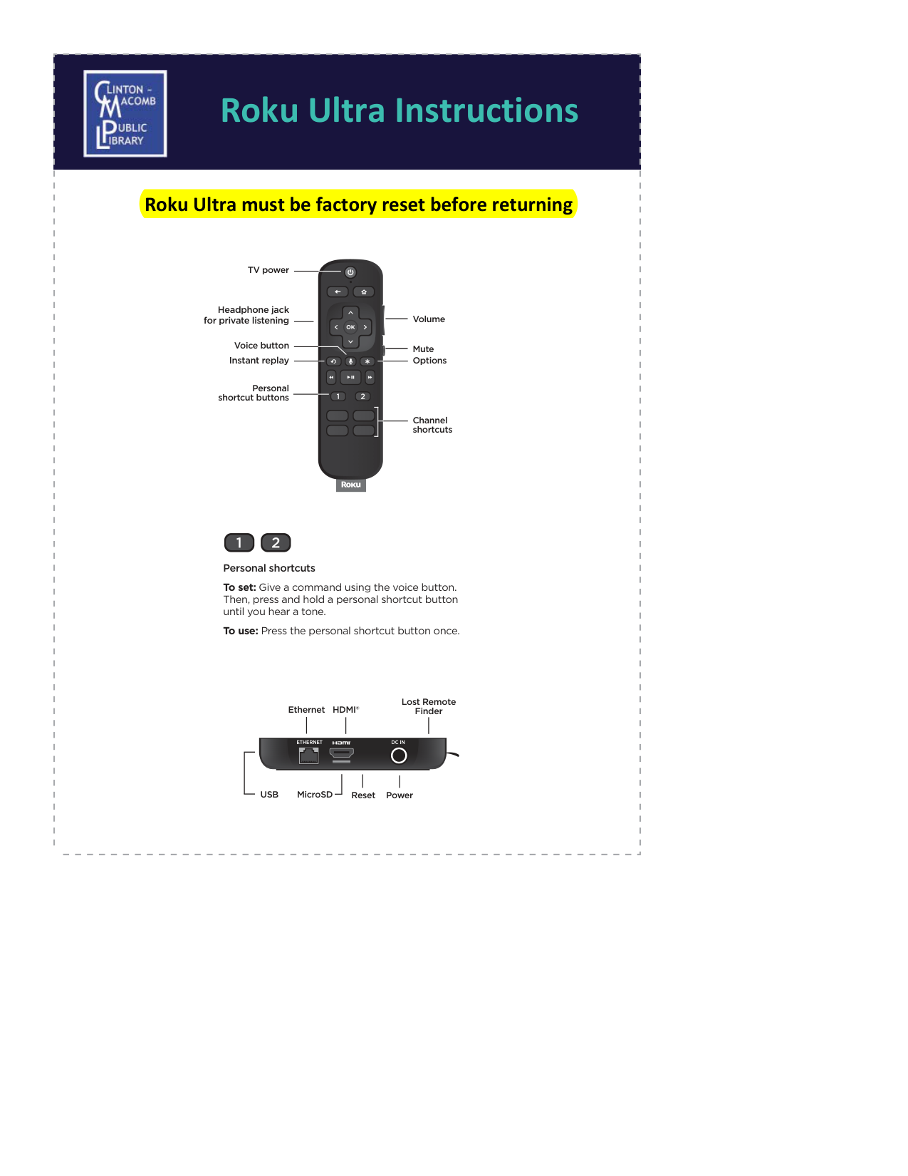Roku Battery Ultra Remote manual