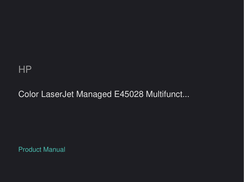 HP Color LaserJet Managed E45028 Multifunction Printer manual