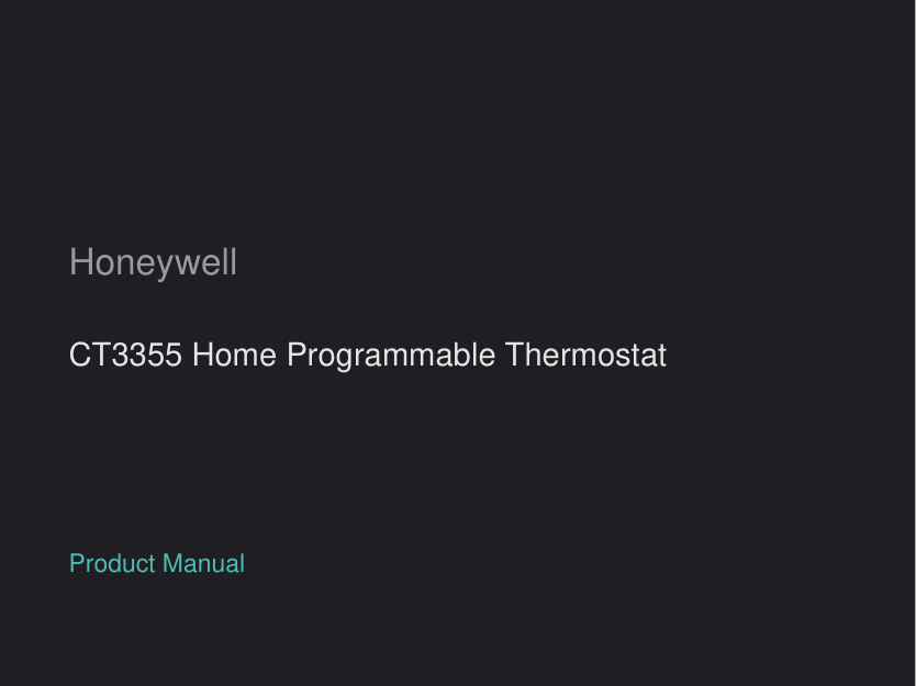 Honeywell CT3355 Home Programmable Thermostat manual