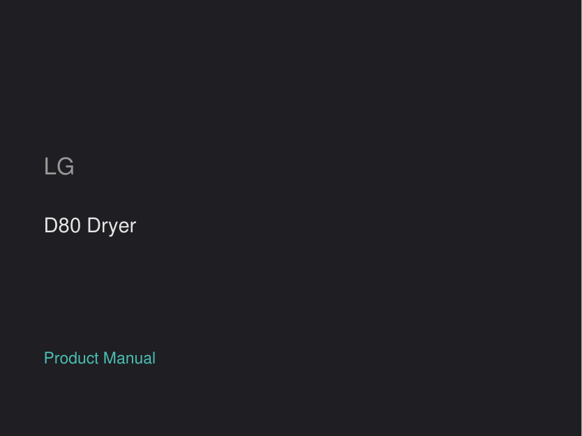 LG D80 Heat Pump Dryer manual