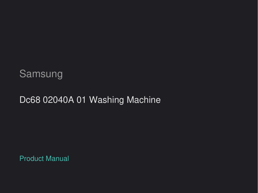 Samsung Dc68 02040A 01 Washing Machine manual
