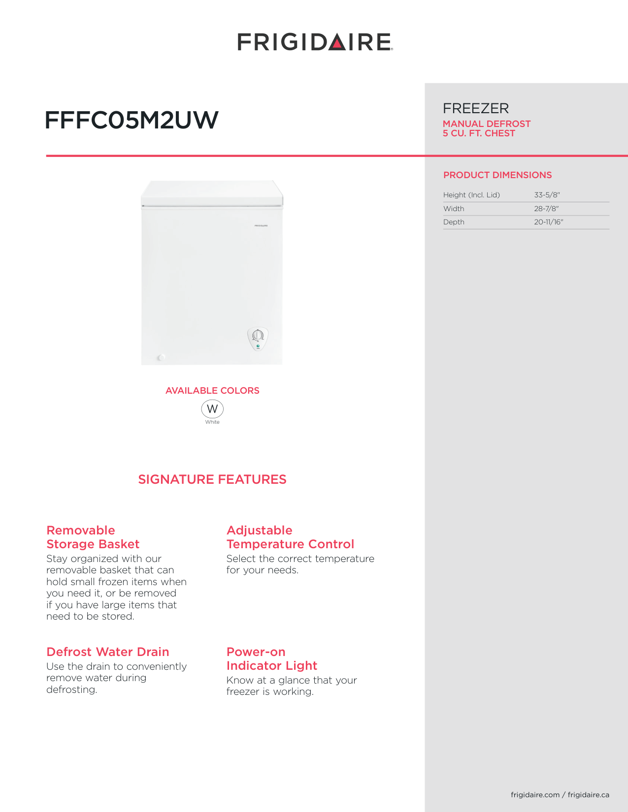 Frigidaire Defrost Freezer manual