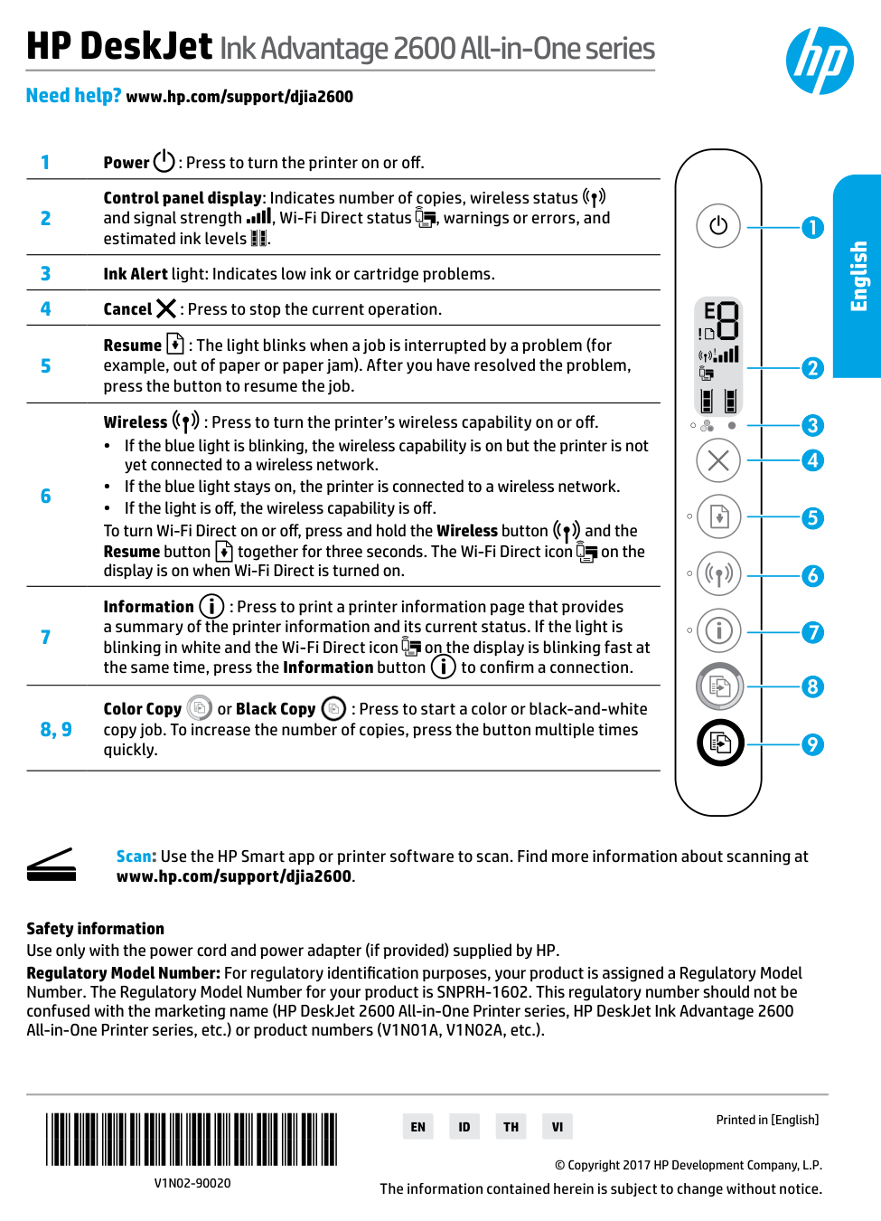 HP Deskjet Ink Advantage 2600 All-in-One Printer manual