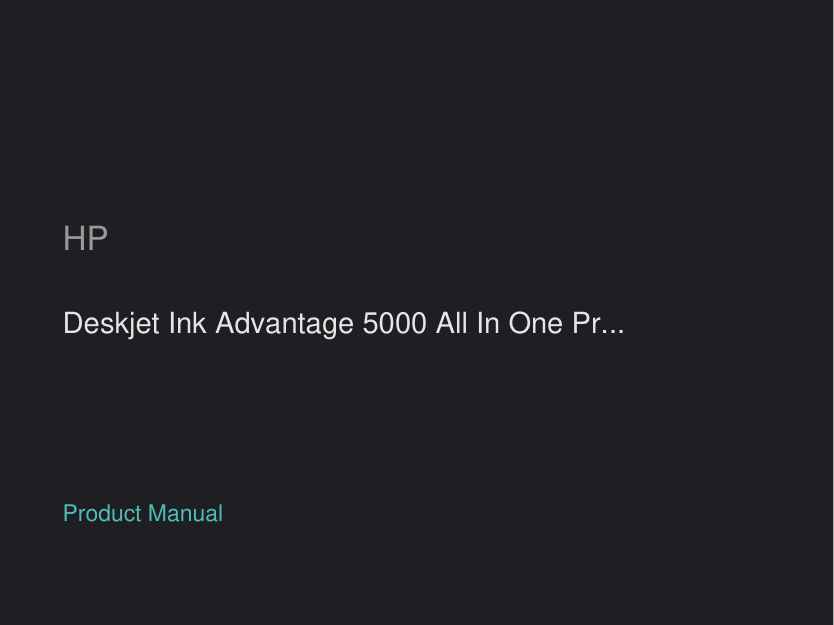 HP Deskjet Ink Advantage 5000 All In One Printer manual