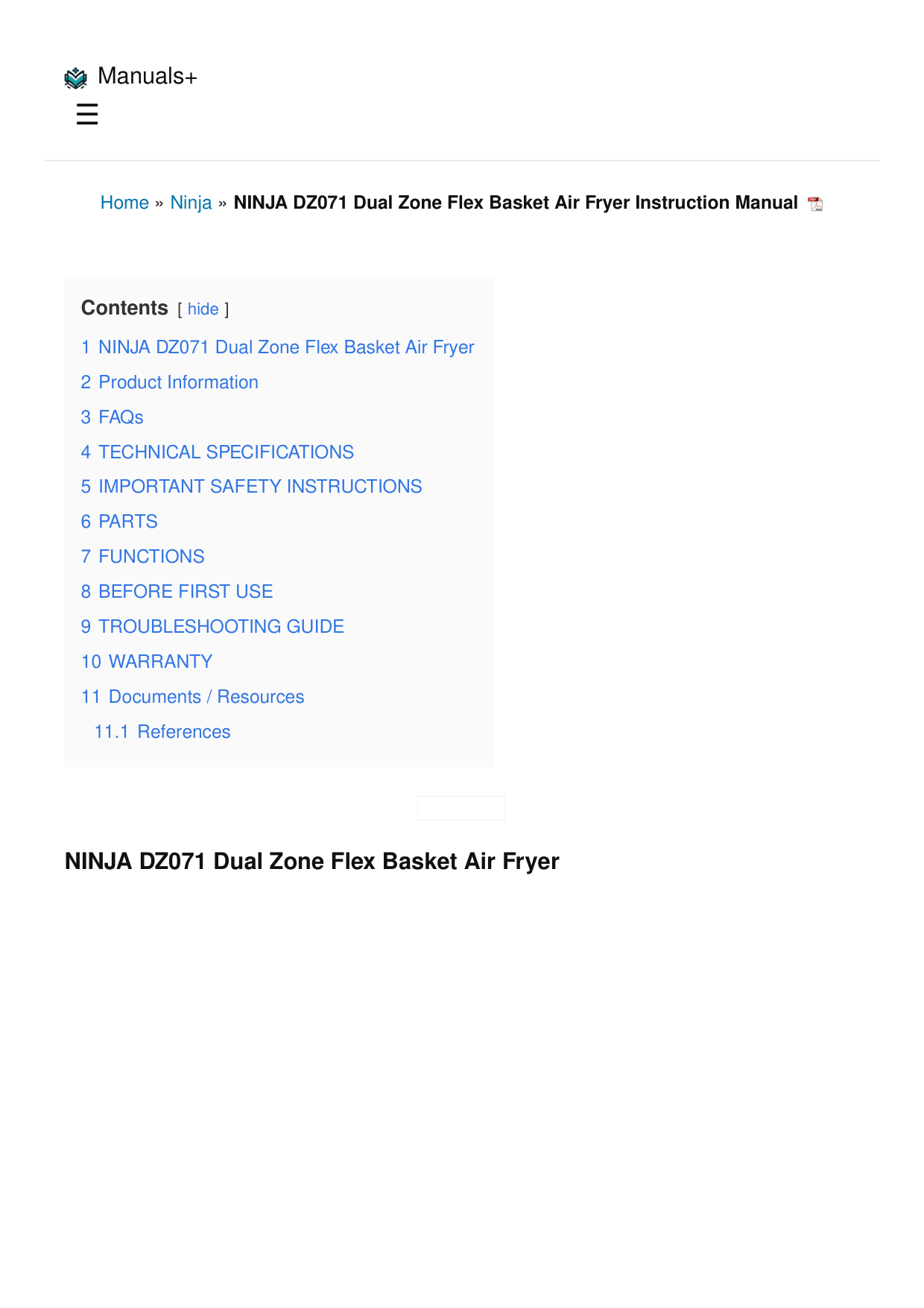 Ninja Dual Zone Air Fryer manual