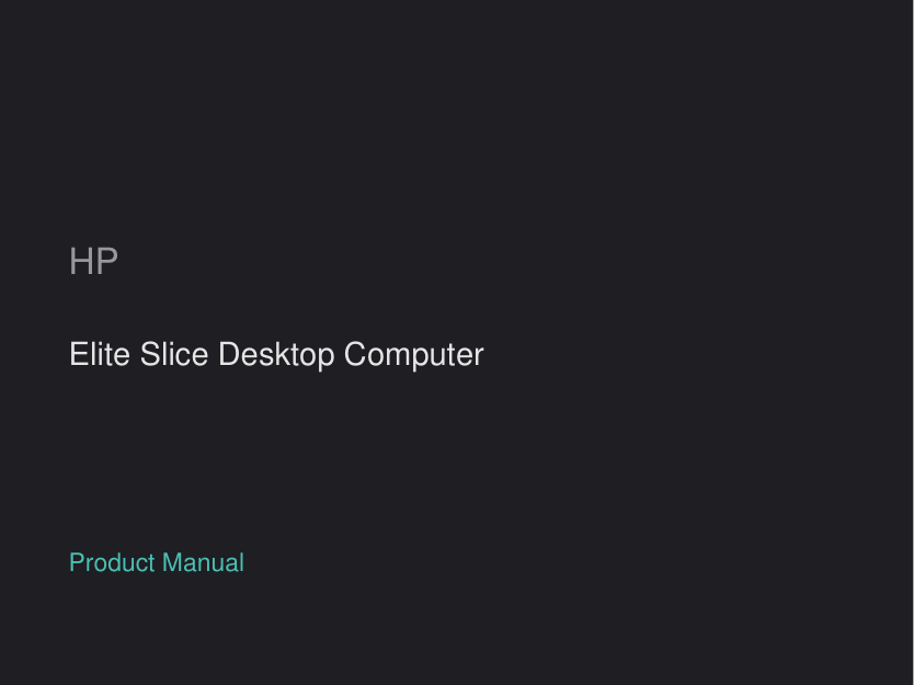 HP Elite Slice Desktop Computer manual