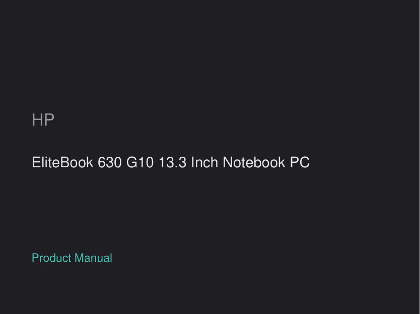 HP EliteBook 630 G10 13.3 Inch Notebook PC manual