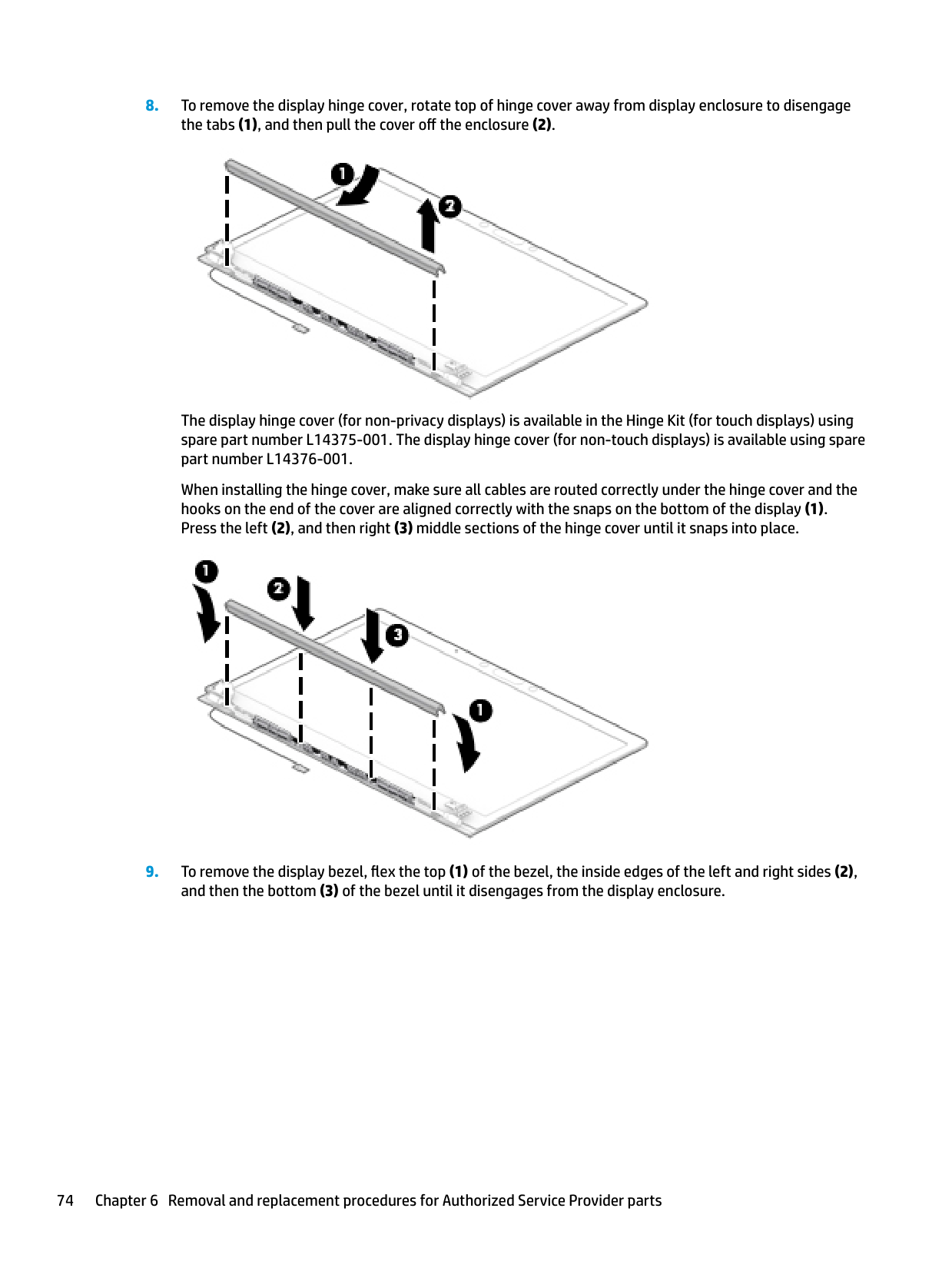 Manual page 84 — HP error White and Amber blinking