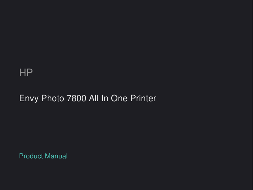 HP Envy Photo 7800 All-in-One Printer manual
