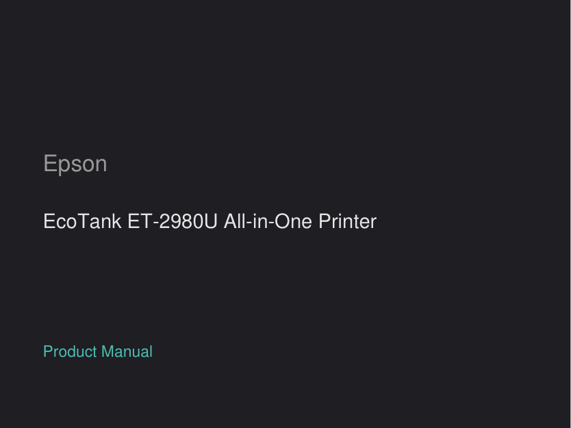 Epson EcoTank ET-2980U All-in-One Printer manual