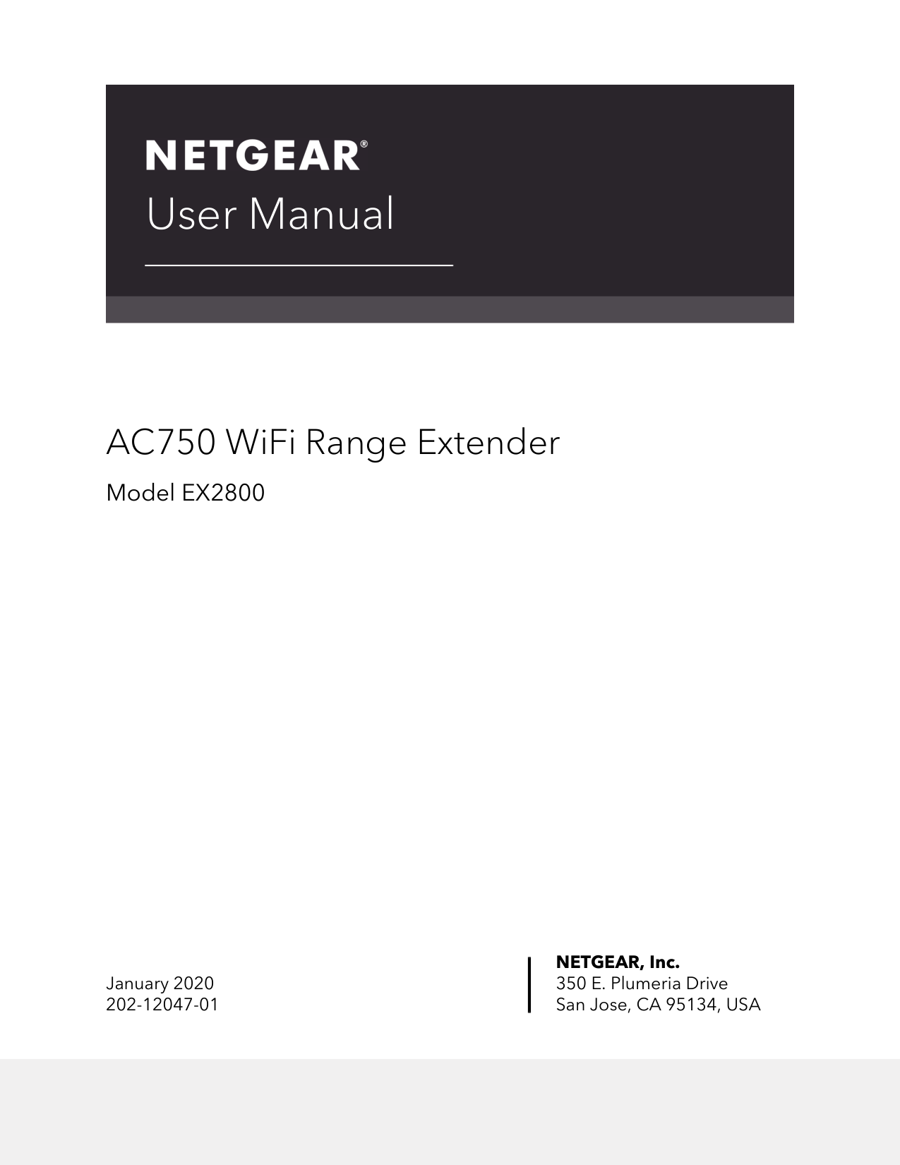 Netgear EX2800 WiFi Range Extender manual