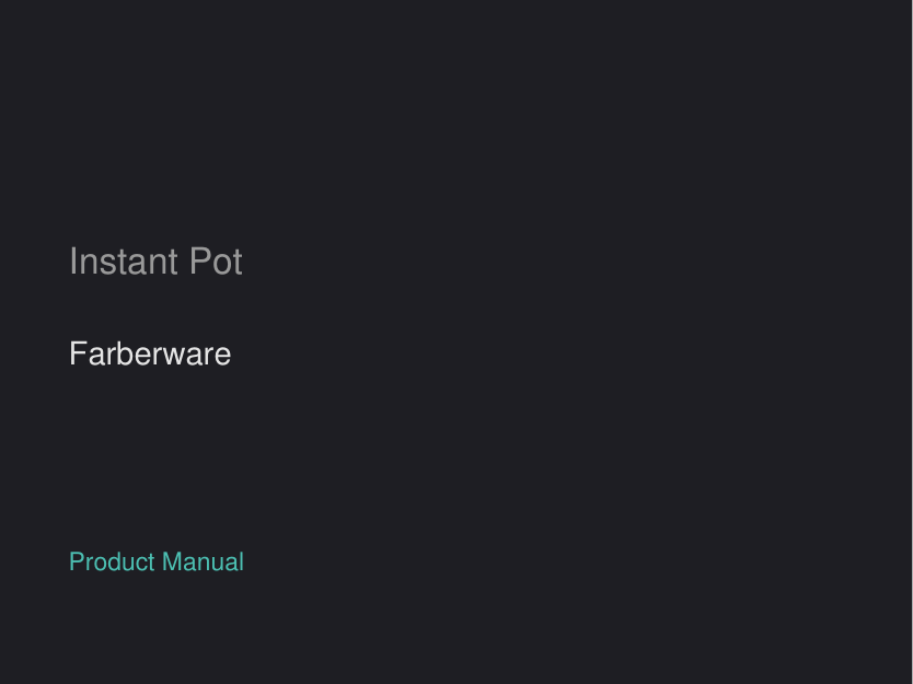 Instant Pot Farberware manual