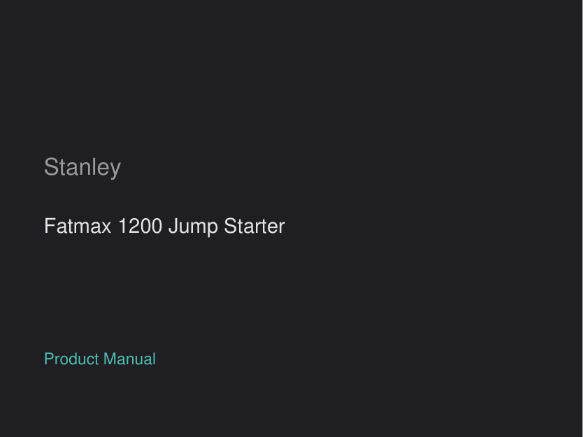 Stanley Fatmax 1200 Jump Starter manual