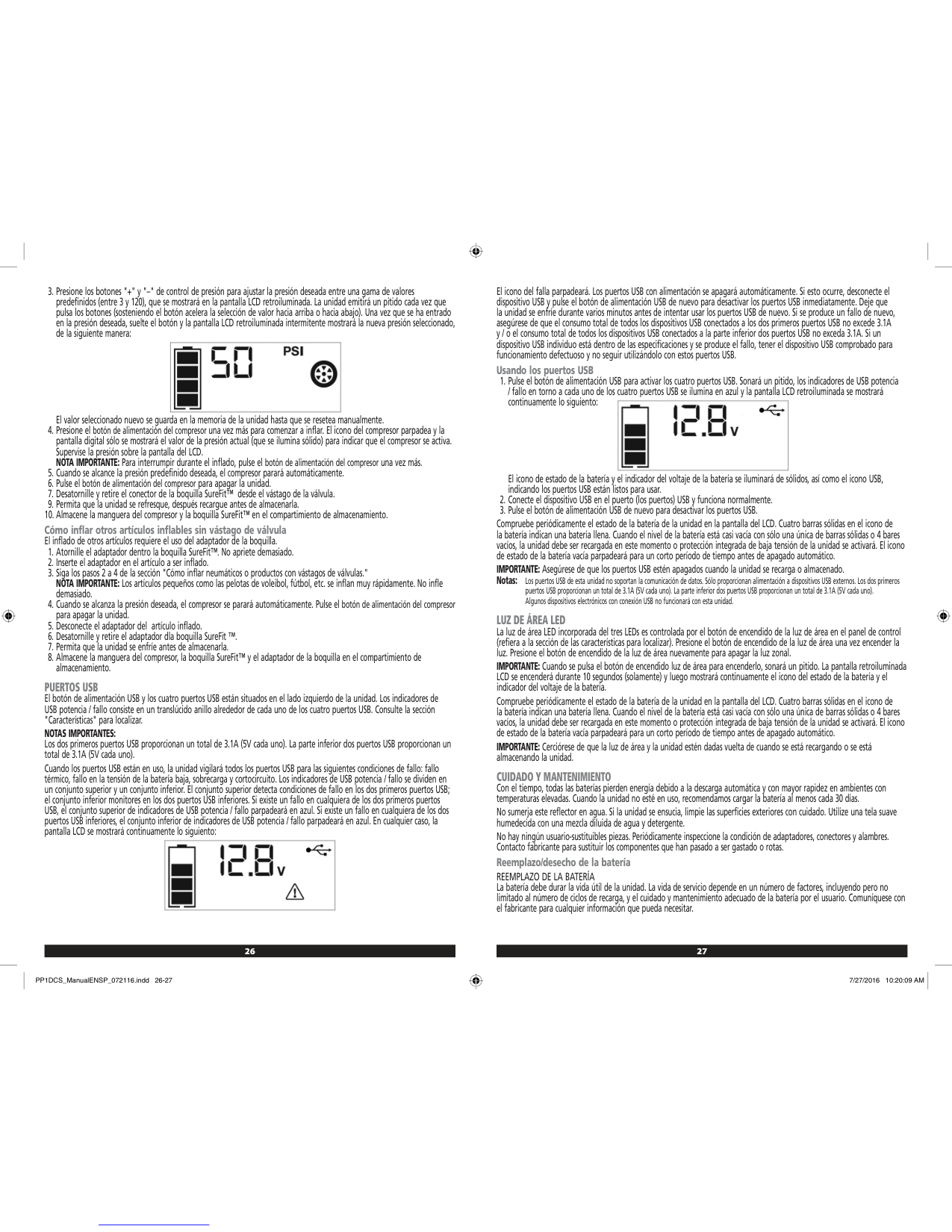 Manual page 14 — Stanley error Fault Icon flashing with USB Power/Fault Indicator flashing blue