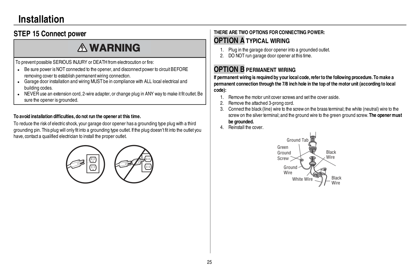 Manual page 26 — Chamberlain error Green LED not glowing on receiving sensor