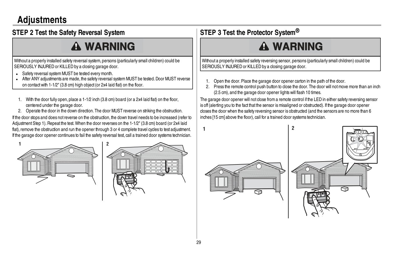 Manual page 30 — Chamberlain error Beep approximately every 2 seconds