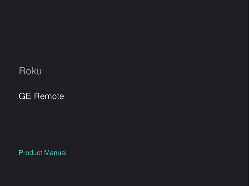 Roku GE Remote manual