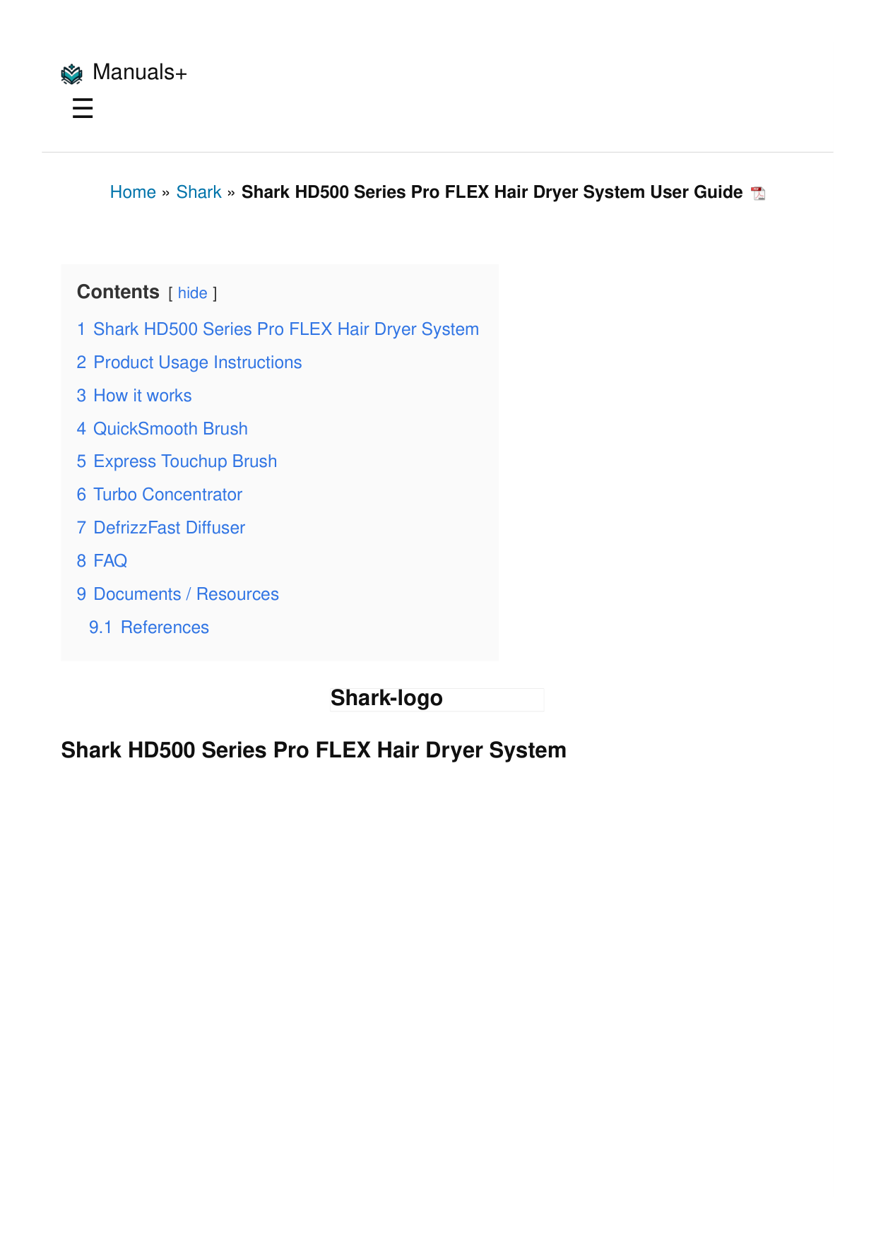 Shark Hair Dryer Filter manual