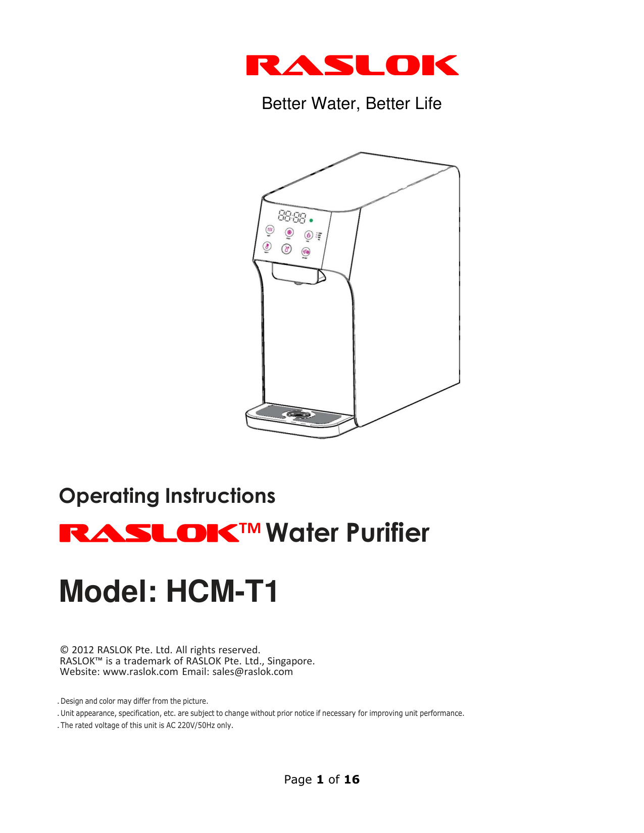 Raslok Hcm T1 Dispenser And Water Purifier