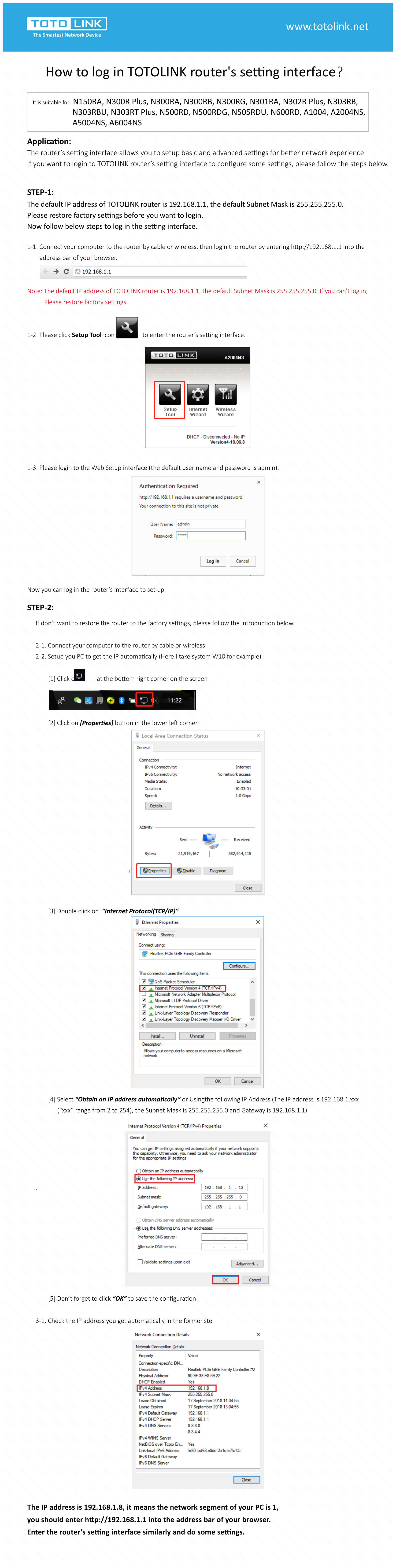 Totolink How DO I Get The Login Address OF MY Router