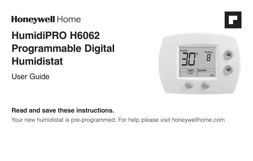 Honeywell H6062 Humidipro Humidifier manual