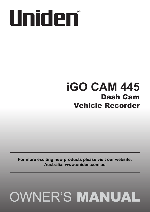 Uniden Igo Cam 445 Dash Cam Vehicle Recorder