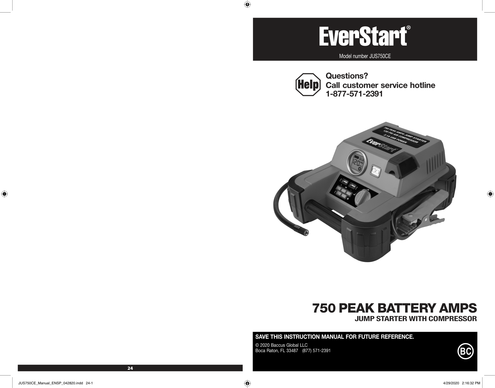 Everstart Jus750Ce manual