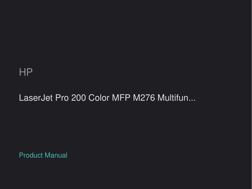 HP LaserJet Pro 200 Color MFP M276 Multifunction Printer manual