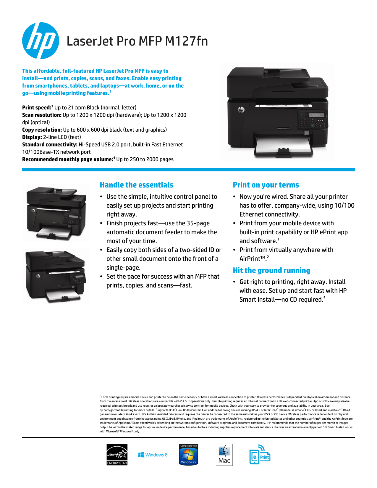 HP LaserJet Pro M127FN Multifunction Printer manual