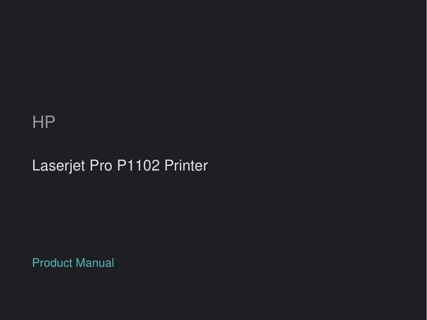 HP Laserjet Pro P1102 Printer manual