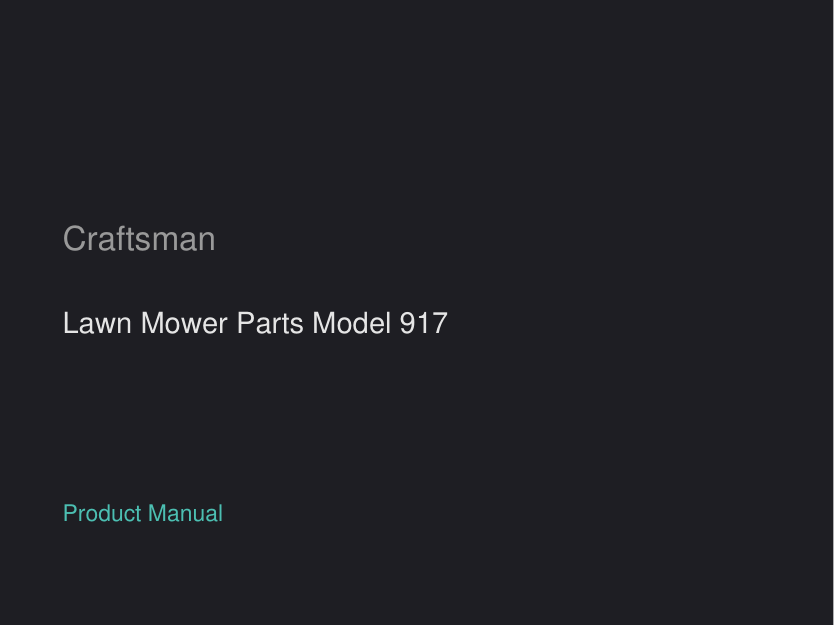 Craftsman Lawn Mower Parts Model 917 manual