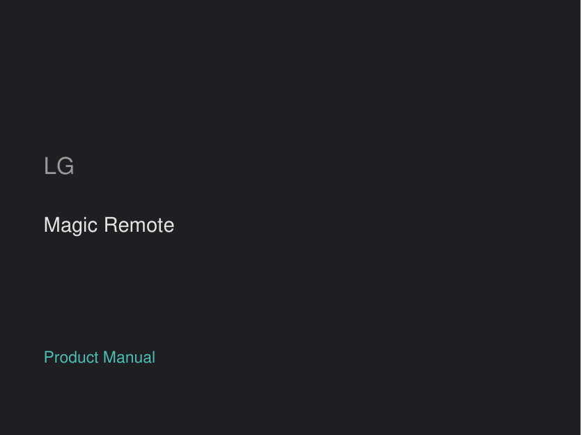 LG Magic Remote Standard Edition manual