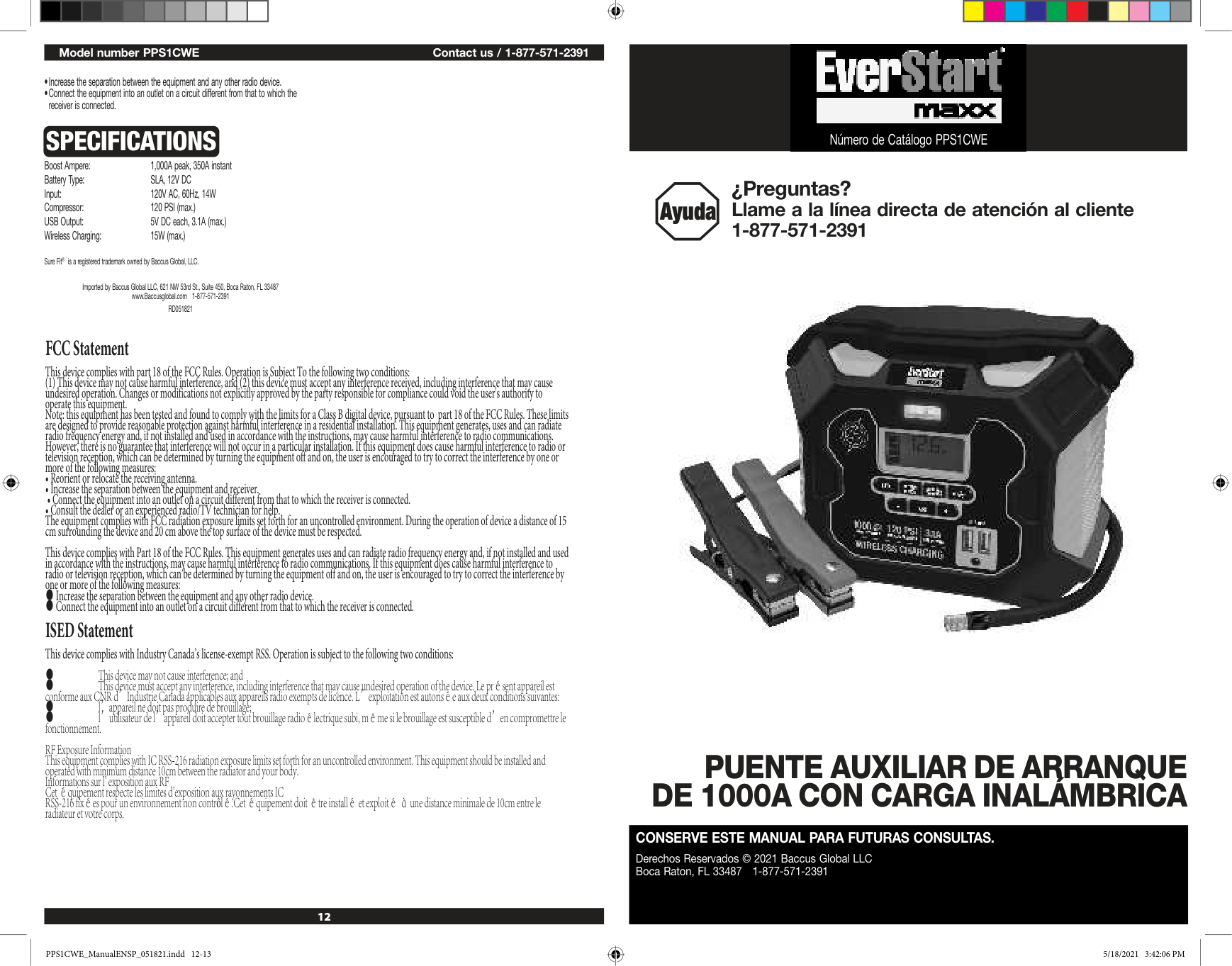 Manual page 7 — Everstart error Battery Status Icon flashing (empty)