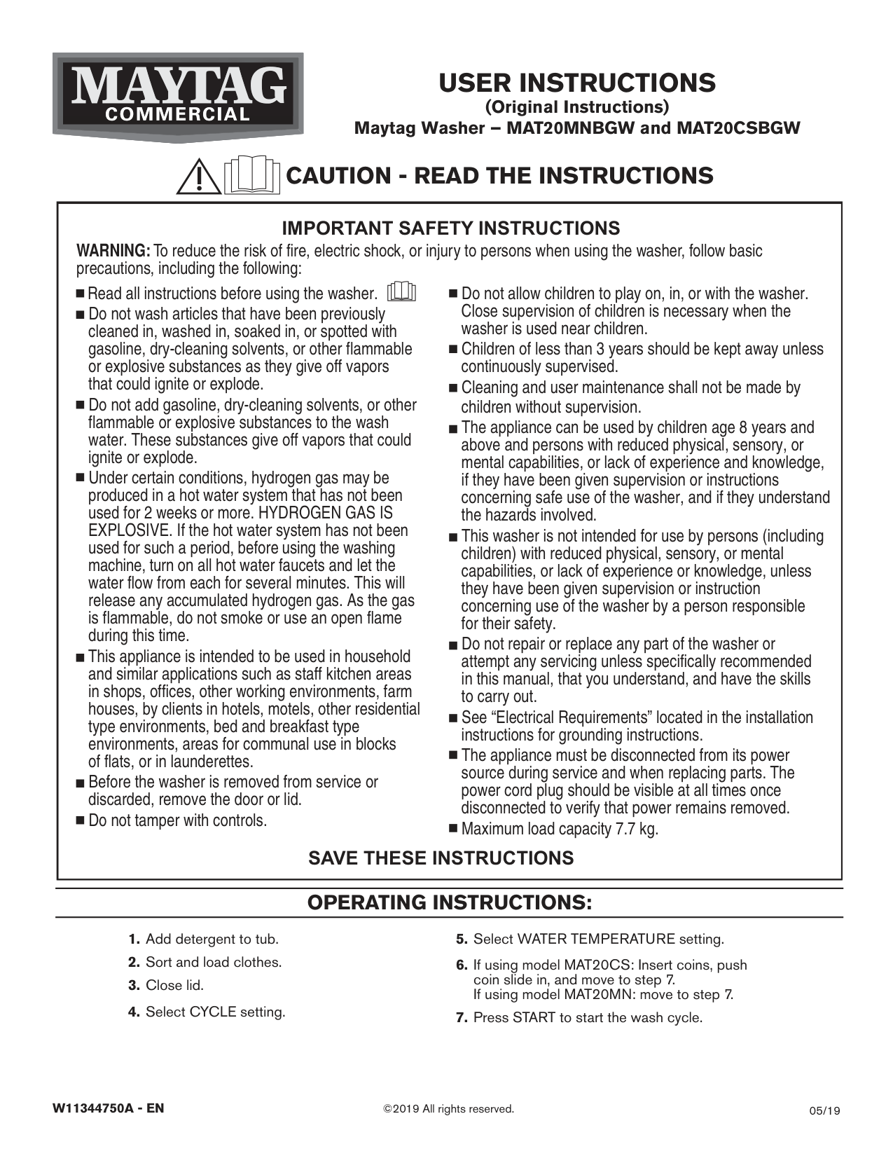Maytag # Centennial Series Dryer manual