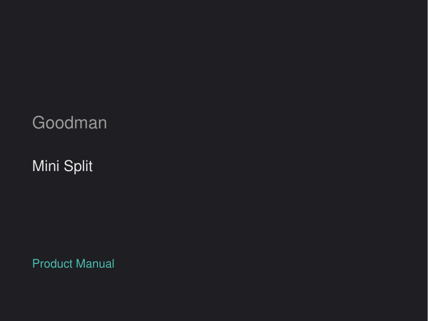 Mitsubishi Mini Split Air Conditioning System manual